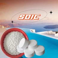 Íonú Uisce ar Phraghas Íseal 25kg Granules Tablets SDIC Dihydrate 56 faoin gcéad Praghas Sóidiam Déchlórasocyanurate